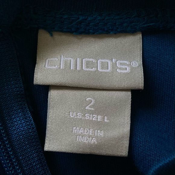 Chico's 100% Pima Cotton Teal Blue Long Sleeve Tunic Top with Mock Turtleneck - Picture 2 of 10